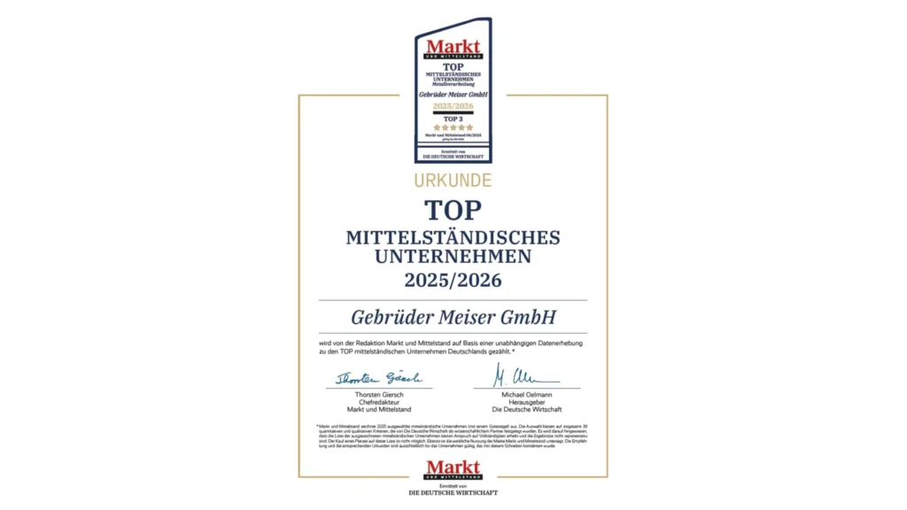MEISER Einblicke & Neuigkeiten: MEISER zählt zu den Top 3 der Metallverarbeitungsunternehmen in Deutschland